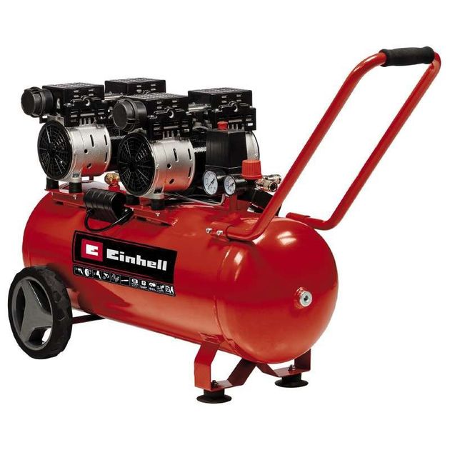 Einhell Компресор повітряний безмасляний TE-AC 270/50 Silent Plus, 1500Вт, 50л, 270л/хв, 8бар, 54дБ, 4 циліндри, 42.6кг, фото , изображение 2 | SNABZHENIE.com.ua Einhell Компресор повітряний безмасляний TE-AC 270/50 Silent Plus, 1500Вт, 50л, 270л/хв, 8бар, 54дБ, 4 циліндри, 42.6кг, фото , изображение 2 | SNABZHENIE.com.ua