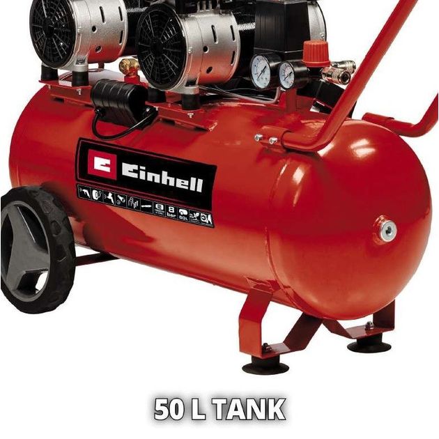 Einhell Компресор повітряний безмасляний TE-AC 270/50 Silent Plus, 1500Вт, 50л, 270л/хв, 8бар, 54дБ, 4 циліндри, 42.6кг, фото , изображение 6 | SNABZHENIE.com.ua Einhell Компресор повітряний безмасляний TE-AC 270/50 Silent Plus, 1500Вт, 50л, 270л/хв, 8бар, 54дБ, 4 циліндри, 42.6кг, фото , изображение 6 | SNABZHENIE.com.ua