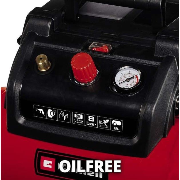 Einhell Компресор повітряний безмасляний TC-AC 190/6/8 OF, 1200Вт, 6л, 190л/хв, 8бар, 8.9кг, фото , изображение 9 | SNABZHENIE.com.ua Einhell Компресор повітряний безмасляний TC-AC 190/6/8 OF, 1200Вт, 6л, 190л/хв, 8бар, 8.9кг, фото , изображение 9 | SNABZHENIE.com.ua