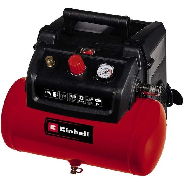 Einhell Компресор повітряний безмасляний TC-AC 190/6/8 OF, 1200Вт, 6л, 190л/хв, 8бар, 8.9кг, фото  | SNABZHENIE.com.ua