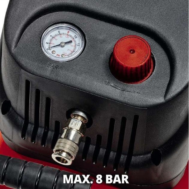 Einhell Компресор повітряний безмасляний TC-AC 200/24/8 OF, безмасляний, 1200Вт, 24л, 180л/хв, 8бар, 15.4кг, фото , изображение 6 | SNABZHENIE.com.ua Einhell Компресор повітряний безмасляний TC-AC 200/24/8 OF, безмасляний, 1200Вт, 24л, 180л/хв, 8бар, 15.4кг, фото , изображение 6 | SNABZHENIE.com.ua
