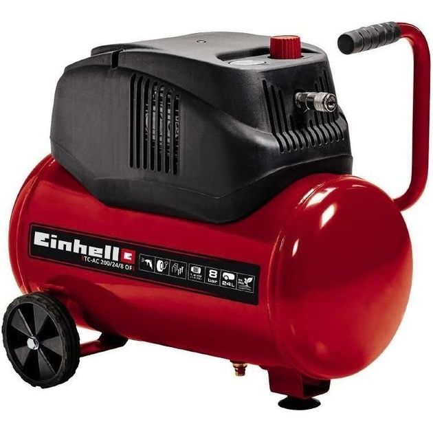 Einhell Компресор повітряний безмасляний TC-AC 200/24/8 OF, безмасляний, 1200Вт, 24л, 180л/хв, 8бар, 15.4кг, фото  | SNABZHENIE.com.ua