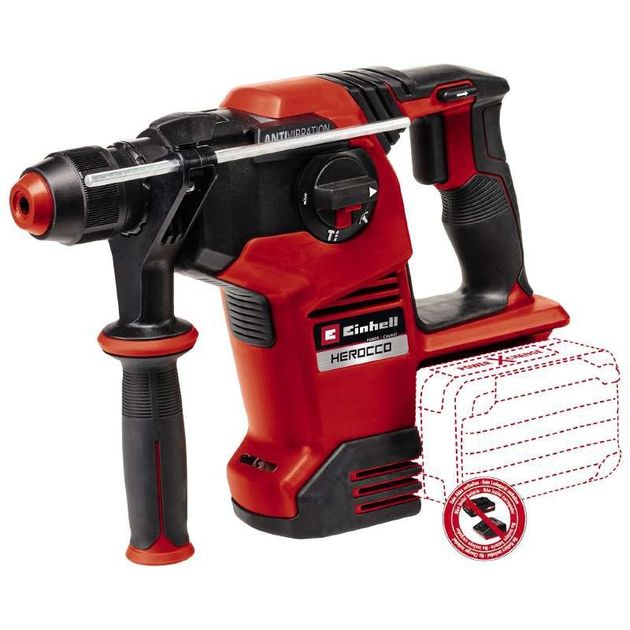 Einhell Перфоратор акумуляторний HEROCCO 36/28, SDS-plus, 36В(18+18), 3.2Дж, 0-1100об•хв, кейс, безщіткоий, 3.35кг, без АКБ та ЗП, фото , зображення 6 | SNABZHENIE.com.ua Einhell Перфоратор акумуляторний HEROCCO 36/28, SDS-plus, 36В(18+18), 3.2Дж, 0-1100об•хв, кейс, безщіткоий, 3.35кг, без АКБ та ЗП, фото , зображення 6 | SNABZHENIE.com.ua