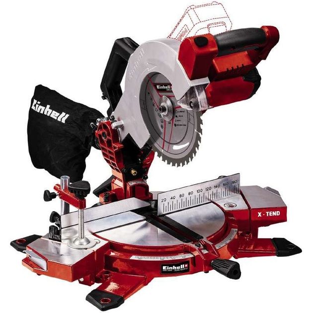 Einhell Пила торцювальна акумуляторна TE-MS 18/210LI - Solo, PXC, 18В, диск 210х30мм, 3000об•хв, LED, лазер, 7кг, без АКБ і ЗП, фото  | SNABZHENIE.com.ua
