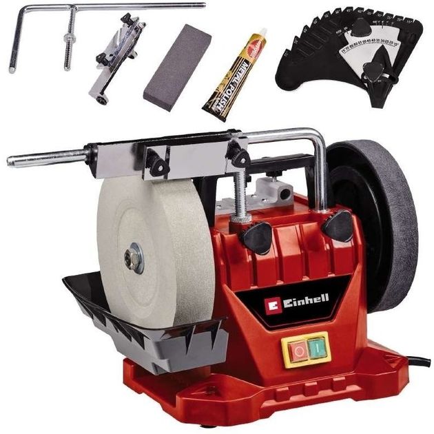 Einhell Точило TC-WG 200, 125Вт, диск вологого заточування 200х32мм, шкіряний диск 180х30мм, 110об/хв, 7.33кг, фото , изображение 3 | SNABZHENIE.com.ua Einhell Точило TC-WG 200, 125Вт, диск вологого заточування 200х32мм, шкіряний диск 180х30мм, 110об/хв, 7.33кг, фото , изображение 3 | SNABZHENIE.com.ua