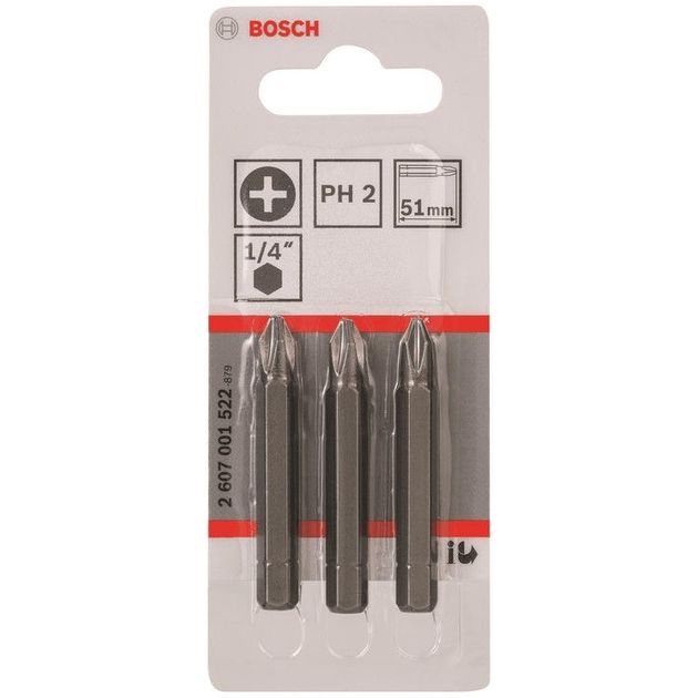 Bosch Біти Extra-Hart PH2, 51мм, 3шт, фото  | SNABZHENIE.com.ua