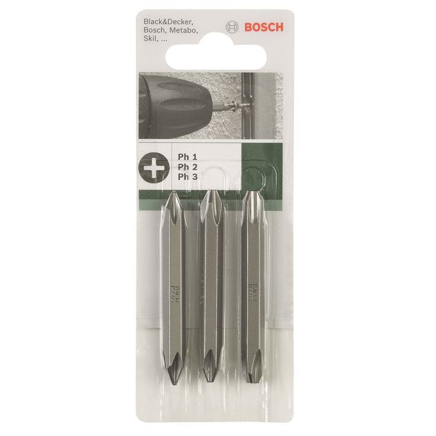 Bosch Біти двосторонні PH/PH 1/2/3, 60мм, 3шт, фото , зображення 2 | SNABZHENIE.com.ua