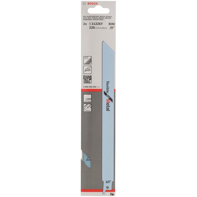 Bosch Полотно пиляльне для шабельної пилки по металу, S 1122 EF, 18TPI, 2шт, фото  | SNABZHENIE.com.ua