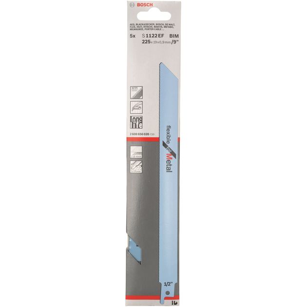 Bosch Полотно пиляльне для шабельної пилки по металу, S 1122 EF, 18TPI, 5шт, фото  | SNABZHENIE.com.ua