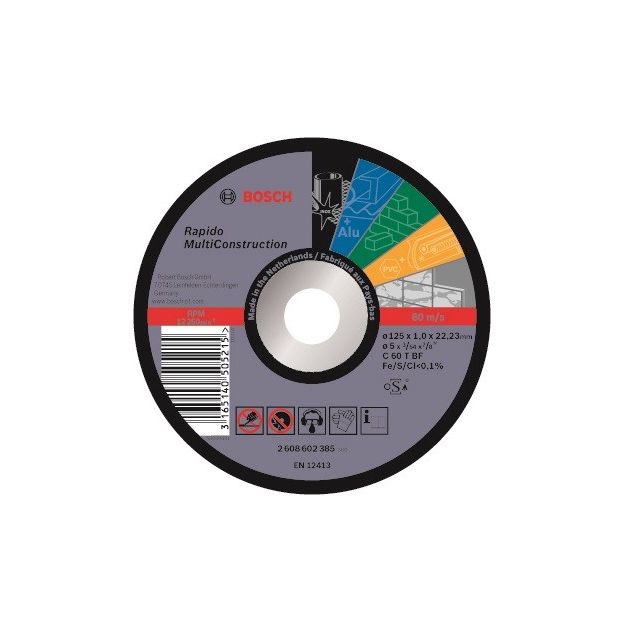 Bosch Диск відрізний Rapido Multi Construction 125x1мм, фото , зображення 2 | SNABZHENIE.com.ua