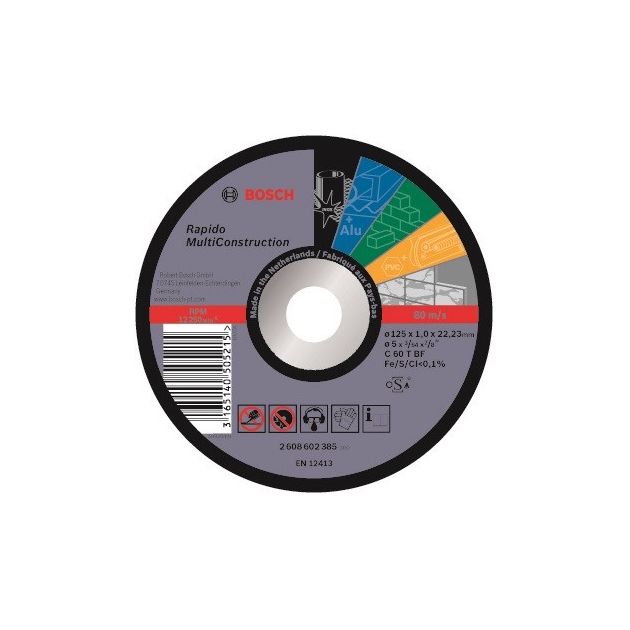 Bosch Диск відрізний Rapido Multi Construction 125x1мм, фото  | SNABZHENIE.com.ua