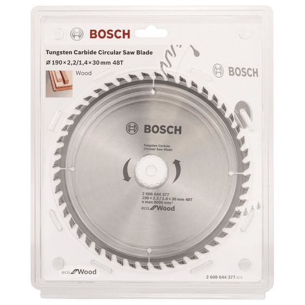 Bosch Диск пиляльний Eco for Wood 190x2.2x30-48T, фото , изображение 3 | SNABZHENIE.com.ua