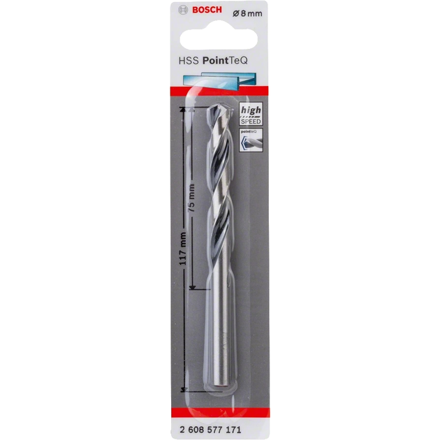 Bosch Свердло по металу HSS-PointTeQ, 8х75х117мм, фото  | SNABZHENIE.com.ua