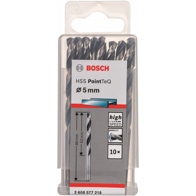 Bosch Свердло по металу HSS-PointTeQ, 5х52х86мм, 10шт, фото  | SNABZHENIE.com.ua
