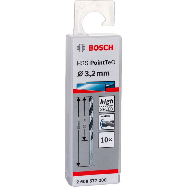 Bosch Свердло по металу HSS-PointTeQ, 3.2х36х65мм, 10шт, фото , зображення 3 | SNABZHENIE.com.ua