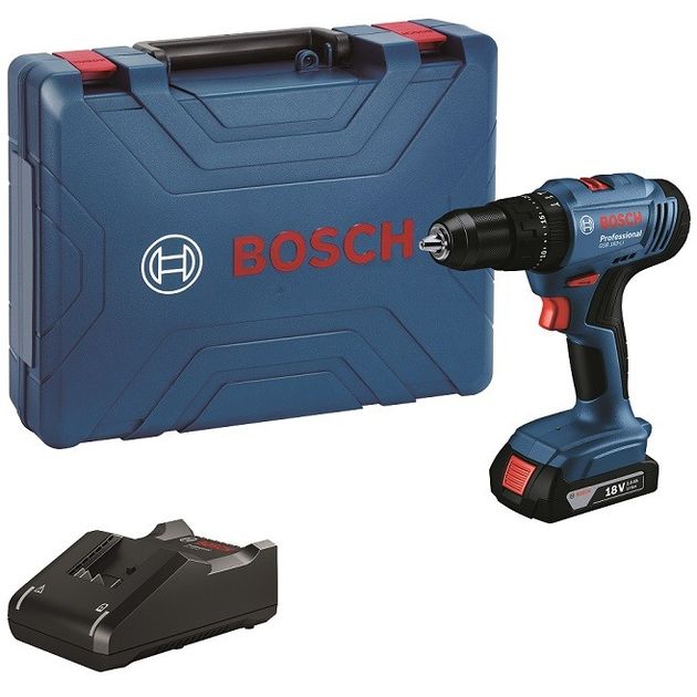 Bosch Шурупокрут-дриль ударний акумуляторний GSB 183-LI 18В 1х2А·год 21-56Нм 374-1815об·хв кейс 1.2кг, фото , изображение 2 | SNABZHENIE.com.ua Bosch Шурупокрут-дриль ударний акумуляторний GSB 183-LI 18В 1х2А·год 21-56Нм 374-1815об·хв кейс 1.2кг, фото , изображение 2 | SNABZHENIE.com.ua