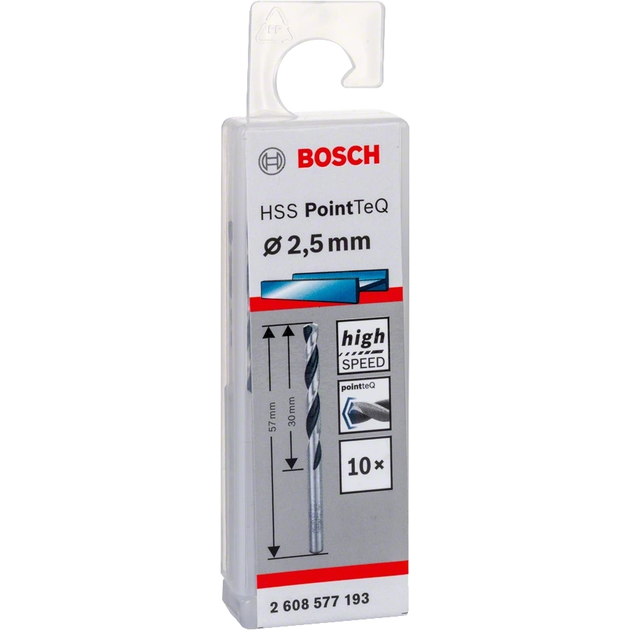 Bosch Свердло по металу HSS-PointTeQ, 2.5х30х57мм, 10шт, фото  | SNABZHENIE.com.ua