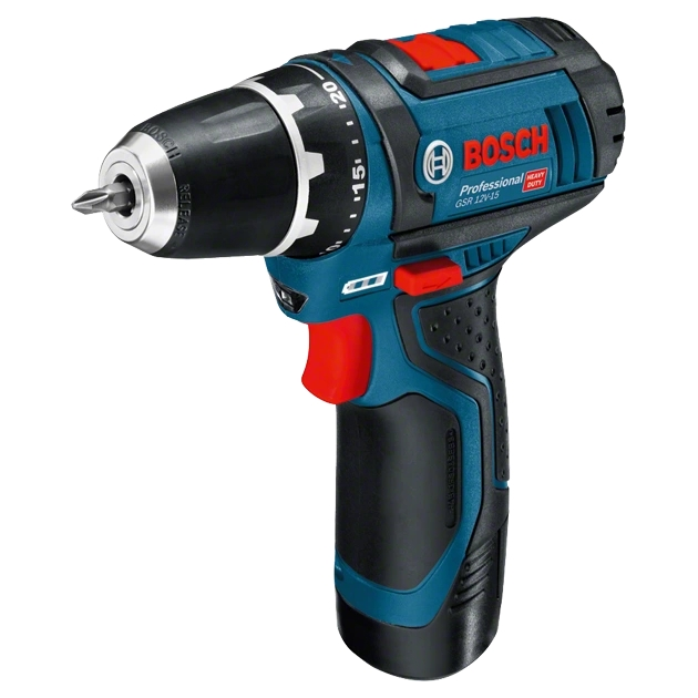 Bosch Шурупокрут-дриль акумуляторний GSR 12V-15 12В 2х2А/год 15-30Нм 0-400/400-1300об·хв 1кг набір 10 біт кейс, фото , зображення 5 | SNABZHENIE.com.ua