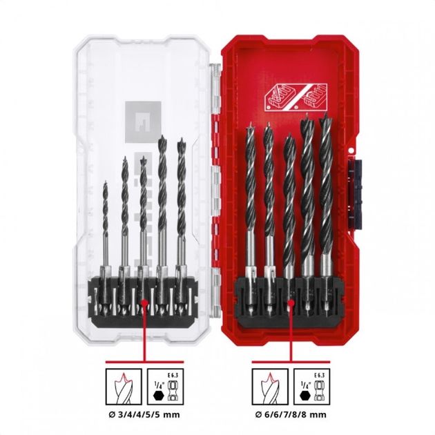 Einhell Набір свердел по дереву, 10шт, 3-8мм, кейс, фото , изображение 7 | SNABZHENIE.com.ua Einhell Набір свердел по дереву, 10шт, 3-8мм, кейс, фото , изображение 7 | SNABZHENIE.com.ua