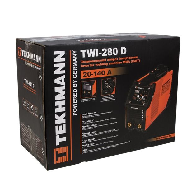 TEKHMANN Зварювальний апарат інверторний TWI-280 D 280А 5.2кВт 170-270В форсування дуги 3кг, фото , зображення 8 | SNABZHENIE.com.ua TEKHMANN Зварювальний апарат інверторний TWI-280 D 280А 5.2кВт 170-270В форсування дуги 3кг, фото , зображення 8 | SNABZHENIE.com.ua
