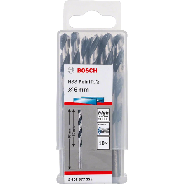 Bosch Свердло металу HSS-PointTeQ, 6х57х93мм, 10шт, фото  | SNABZHENIE.com.ua