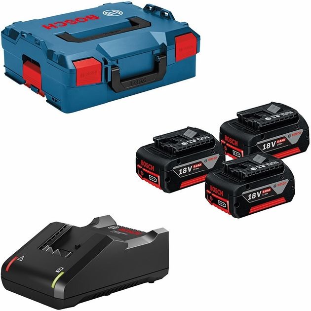 Bosch Набір акумулятора та зарядного пристрою GBA, 3х18В 5А·год, ЗП GAL 18V-40 + L-Boxx 136, фото  | SNABZHENIE.com.ua