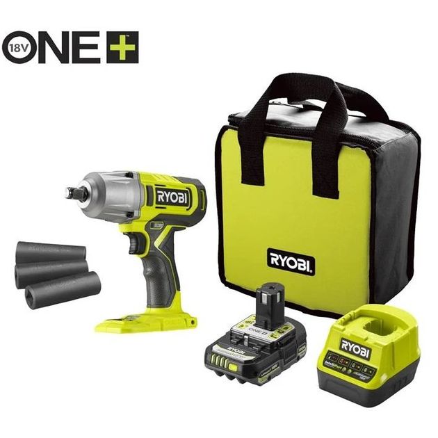 Ryobi Гайковерт ударний акумуляторний ONE+ RIW18-1C20SA3 18В АКБ 1х2А·год 2600об·хв 800Нм 1/2" 3 швидкості 1.7кг сумка, фото , изображение 2 | SNABZHENIE.com.ua Ryobi Гайковерт ударний акумуляторний ONE+ RIW18-1C20SA3 18В АКБ 1х2А·год 2600об·хв 800Нм 1/2" 3 швидкості 1.7кг сумка, фото , изображение 2 | SNABZHENIE.com.ua