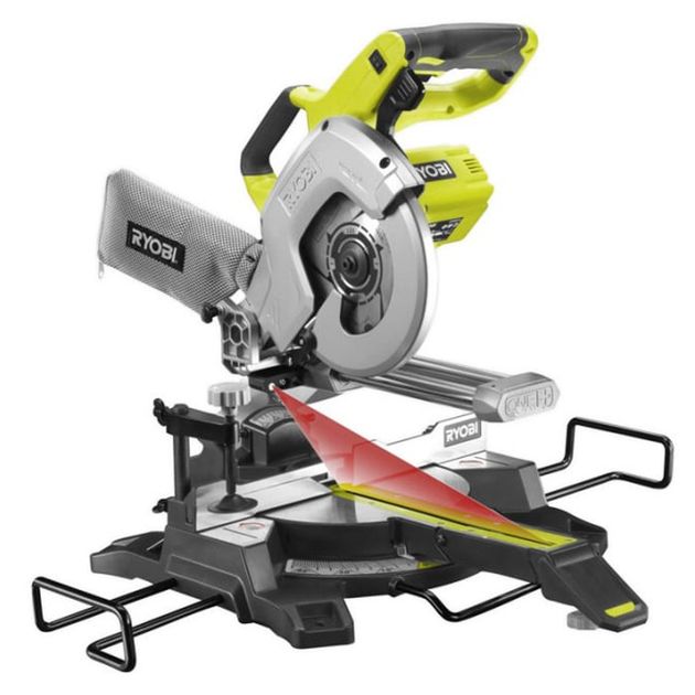 Ryobi Пила торцювальна акумуляторна ONE+ R18MS216-0 18В диск 216мм лазер 14.4кг без АКБ та ЗП, фото , изображение 2 | SNABZHENIE.com.ua Ryobi Пила торцювальна акумуляторна ONE+ R18MS216-0 18В диск 216мм лазер 14.4кг без АКБ та ЗП, фото , изображение 2 | SNABZHENIE.com.ua