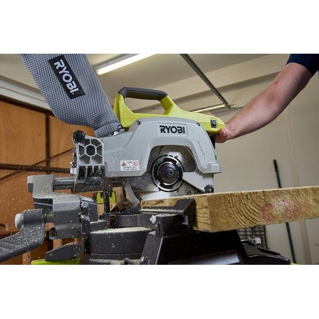 Ryobi Пила торцювальна акумуляторна ONE+ R18MS216-0 18В диск 216мм лазер 14.4кг без АКБ та ЗП, фото , изображение 5 | SNABZHENIE.com.ua Ryobi Пила торцювальна акумуляторна ONE+ R18MS216-0 18В диск 216мм лазер 14.4кг без АКБ та ЗП, фото , изображение 5 | SNABZHENIE.com.ua