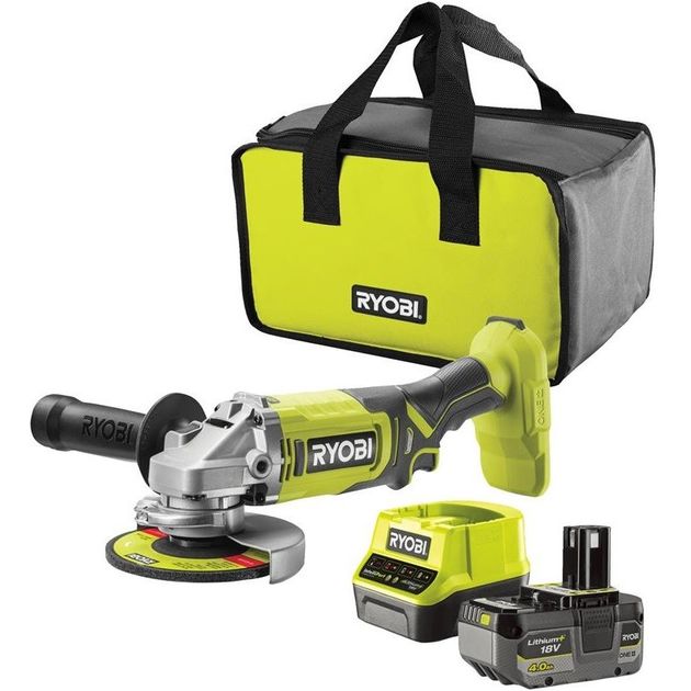 Ryobi Шліфмашина кутова акумуляторна ONE+ RAG18125-1C40S 125мм 18В 1х4А·год 9000об·хв 2.2кг сумка, фото  | SNABZHENIE.com.ua