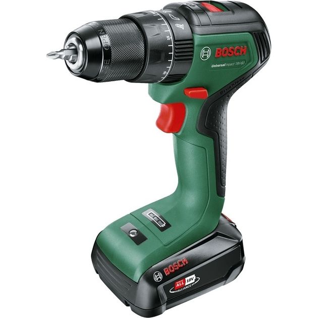 Bosch Шурупокрут-дриль акумуляторний UniversalImpact 18V-60 18В 1х2А·год 60Нм 0-500·0-1900об·хв кейс ЗП 1.3кг, фото  | SNABZHENIE.com.ua