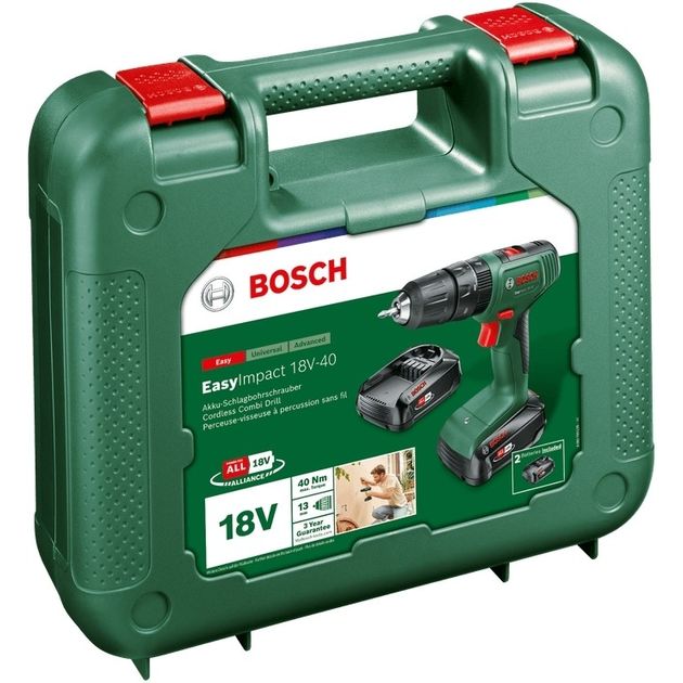 Bosch Шурупокрут-дриль акумуляторний EasyImpact 18V-40 18В 2х1.5А·год 20·38Нм 0-430·0-1650об·хв кейс ЗП 1.4кг, фото , зображення 4 | SNABZHENIE.com.ua Bosch Шурупокрут-дриль акумуляторний EasyImpact 18V-40 18В 2х1.5А·год 20·38Нм 0-430·0-1650об·хв кейс ЗП 1.4кг, фото , зображення 4 | SNABZHENIE.com.ua