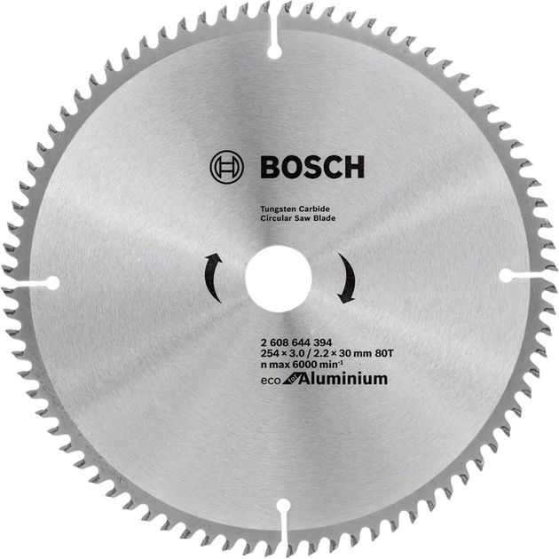 Bosch Диск пиляльний Eco for Aluminium 254x30-80T, фото , изображение 2 | SNABZHENIE.com.ua
