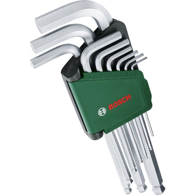 Bosch Ключі шестигранні, набір 9шт, кулястий наконечник, 1.5-10мм, CrV, фото  | SNABZHENIE.com.ua