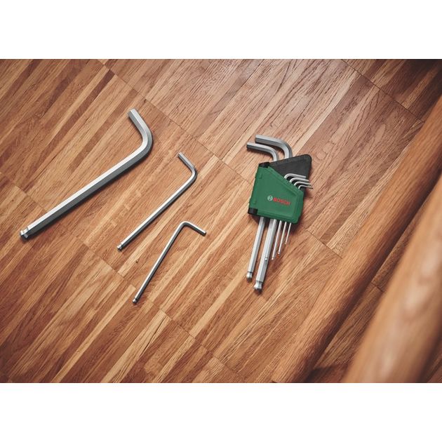 Bosch Ключі шестигранні, набір 9шт, кулястий наконечник, 1.5-10мм, CrV, фото , зображення 3 | SNABZHENIE.com.ua Bosch Ключі шестигранні, набір 9шт, кулястий наконечник, 1.5-10мм, CrV, фото , зображення 3 | SNABZHENIE.com.ua