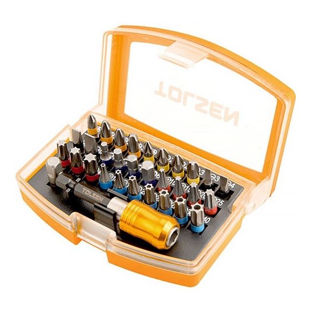 Tolsen Біти, набір 32шт, 1/4", подовжувач магнітний, SL,PH,PZ, Torx, кейс, фото  | SNABZHENIE.com.ua