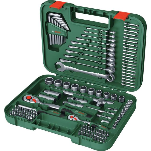 Bosch Набір інструментів, 1/2", 1/4", 132шт, CrV, фото  | SNABZHENIE.com.ua