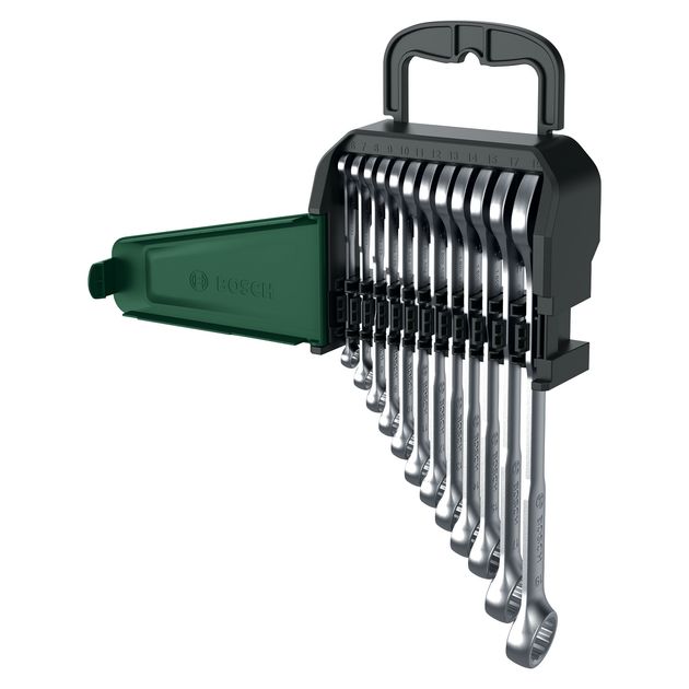 Bosch Ключі гайкові, набір 12шт, комбіновані, 6-19мм, CrV, фото , зображення 4 | SNABZHENIE.com.ua Bosch Ключі гайкові, набір 12шт, комбіновані, 6-19мм, CrV, фото , зображення 4 | SNABZHENIE.com.ua