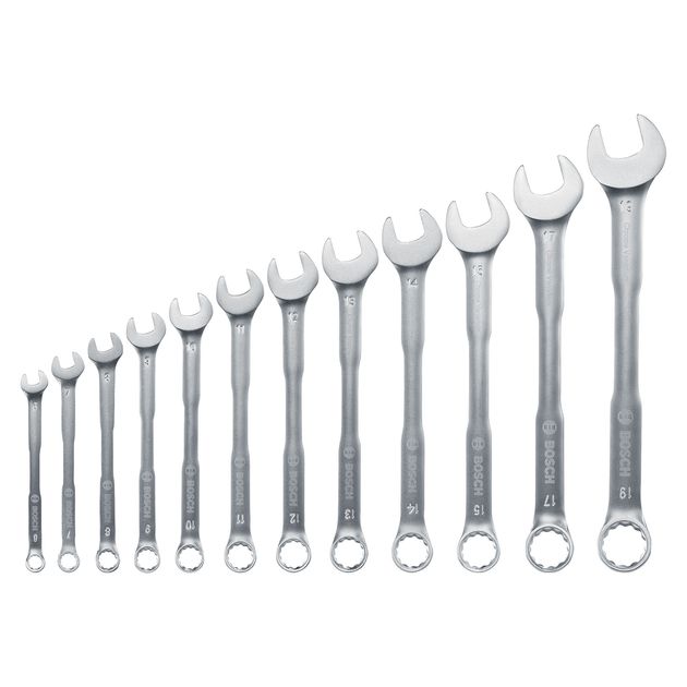 Bosch Ключі гайкові, набір 12шт, комбіновані, 6-19мм, CrV, фото , зображення 5 | SNABZHENIE.com.ua Bosch Ключі гайкові, набір 12шт, комбіновані, 6-19мм, CrV, фото , зображення 5 | SNABZHENIE.com.ua