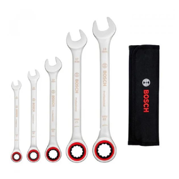 Bosch Ключі комбіновані, набір 5шт, 8,10,13,17,19мм, фото , изображение 2 | SNABZHENIE.com.ua