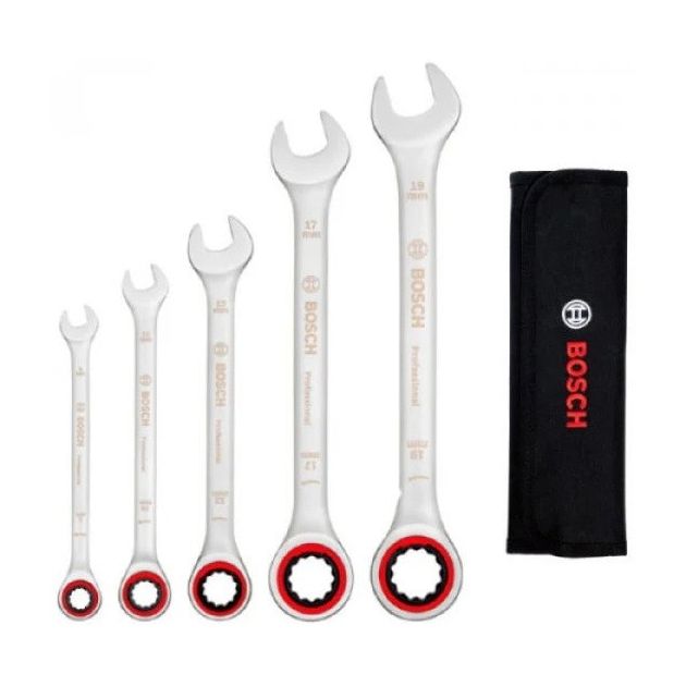 Bosch Ключі комбіновані, набір 5шт, 8,10,13,17,19мм, фото  | SNABZHENIE.com.ua