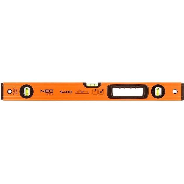 Neo Tools Рівень S 400 алюмінієвий, 60 см, 3 капсули, 1 отвір для рук, фото  | SNABZHENIE.com.ua