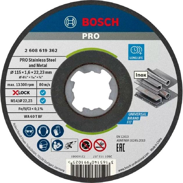 Bosch Диск відрізний PRO X-Lock по металу 115х1.6мм, фото  | SNABZHENIE.com.ua
