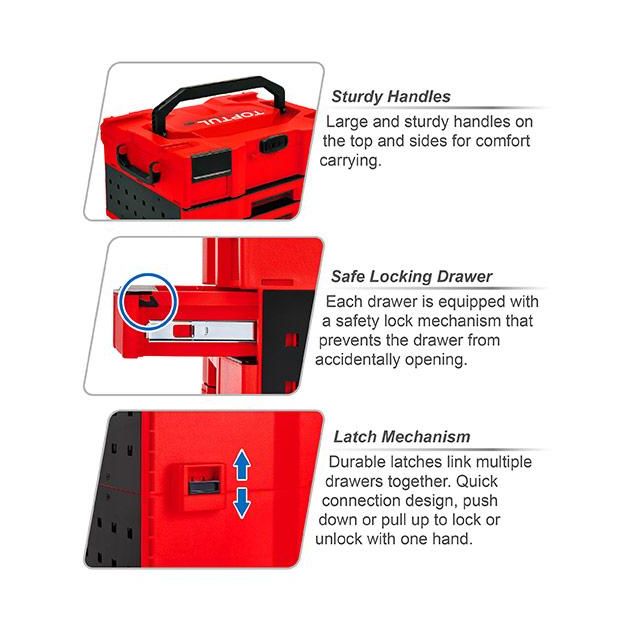 Ящик для инструмента модульный 3 секции 456x372x250мм (пластик) TOPTUL TBCE0202, фото , зображення 3 | SNABZHENIE.com.ua Ящик для инструмента модульный 3 секции 456x372x250мм (пластик) TOPTUL TBCE0202, фото , зображення 3 | SNABZHENIE.com.ua