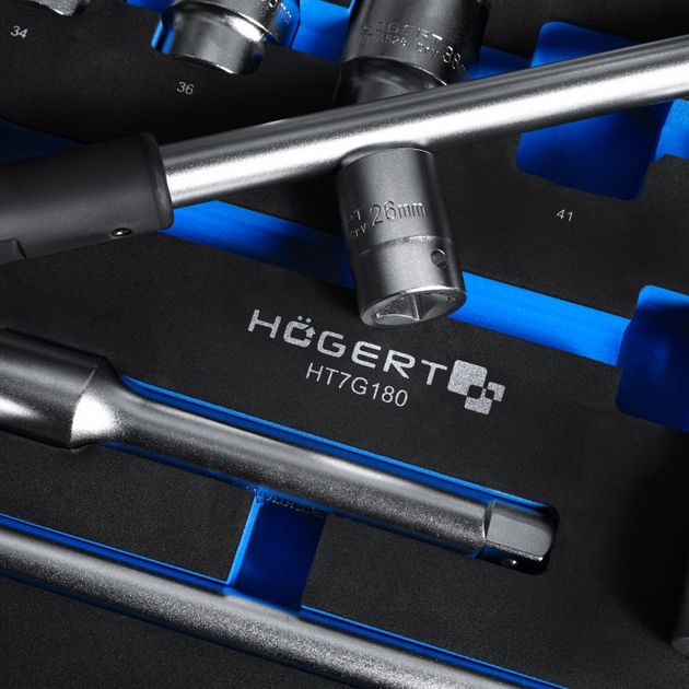 HOEGERT Набор инструментов с трещоткой 3/8", 33 шт., ложемент EVA, фото , изображение 2 | SNABZHENIE.com.ua