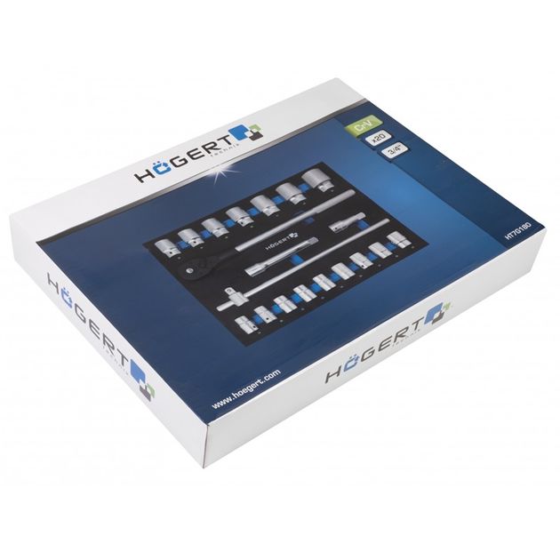 HOEGERT Набор инструментов с трещоткой 3/8", 33 шт., ложемент EVA, фото , изображение 3 | SNABZHENIE.com.ua