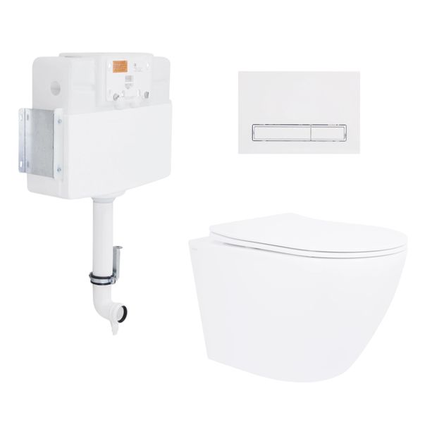 Готовое решение Qtap для ванной комнаты: Унитаз напольный Robin Ultra Quiet QT13223381AW + инсталляция QT0122490S+ клавиша QT0111M08V1384W, фото  | SNABZHENIE.com.ua
