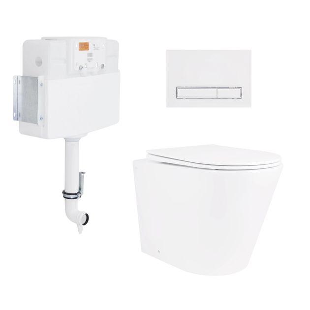 Готовое решение Qtap для ванной комнаты: Унитаз напольный Swan Rimless QT16223178W + инсталляция QT0122490S+ клавиша QT0111M08V1384W, фото  | SNABZHENIE.com.ua
