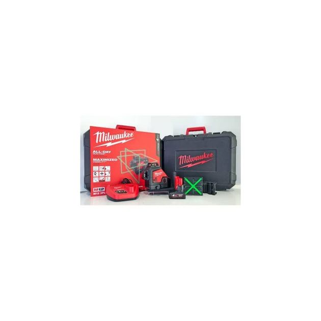 Нивелир лазерный аккумуляторный 3D MILWAUKEE M12 A3PLO-401C  (360˚, зелёный луч) (ЗП+1акк.Х4Ач+кейс), фото  | SNABZHENIE.com.ua