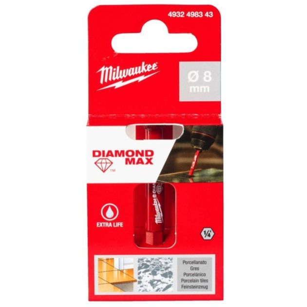 Коронка алмазная Diamond Plus/Max MILWAUKEE, Ø8,0мм (1/4 Hex) (с водой), фото , изображение 2 | SNABZHENIE.com.ua Коронка алмазная Diamond Plus/Max MILWAUKEE, Ø8,0мм (1/4 Hex) (с водой), фото , изображение 2 | SNABZHENIE.com.ua